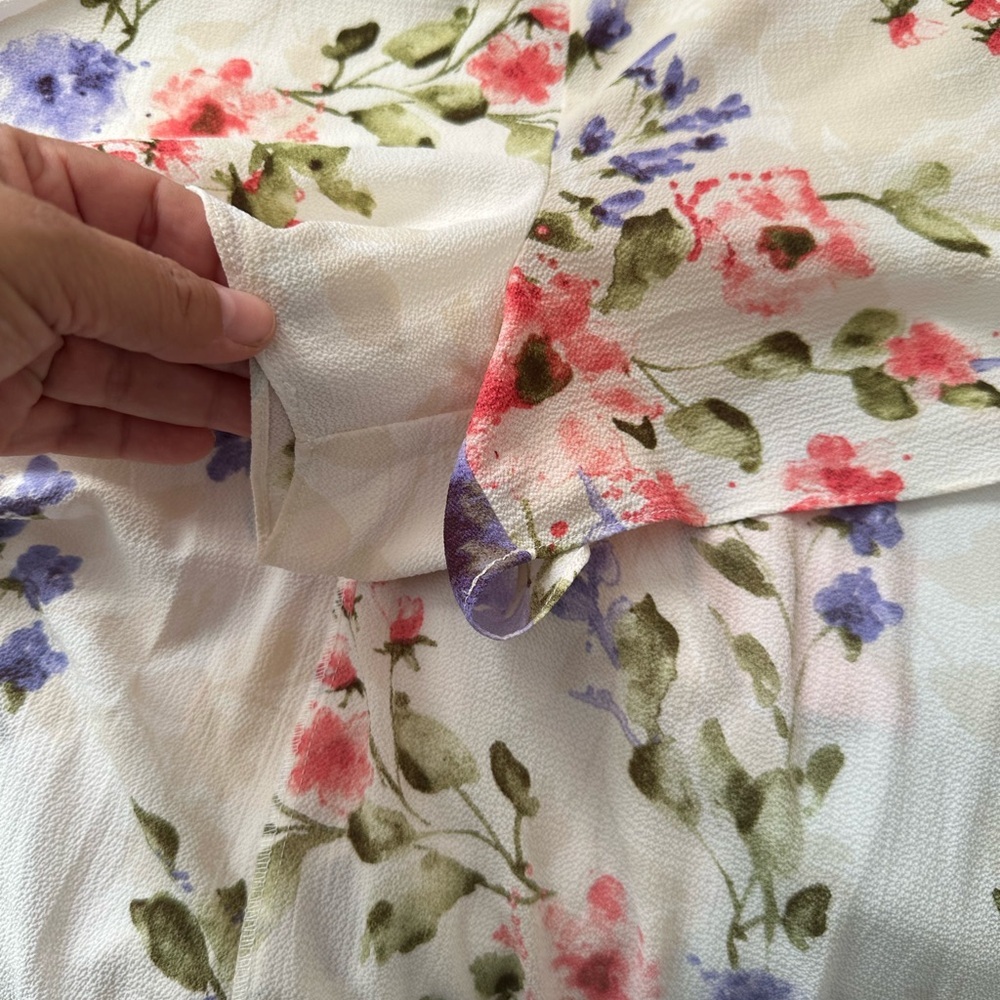 Iz Byer Floral Jumpsuit with Blue and Pink Highlights - Picture 15 of 16